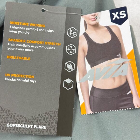 Avia Women's Softsculpt Stretch Green Flare Pants XS (0-2) Moisture Wicking NWT - Picture 6 of 12